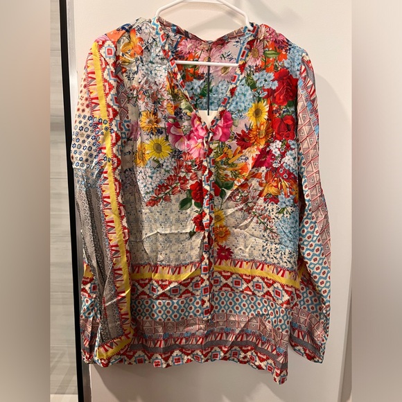Johnny Was Tops - NWT Johnny Was V Neck Patterned Blouse